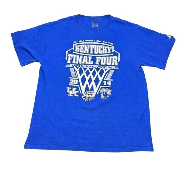 Kentucky Wildcats Basketball 2014 Final Four Russell T Shirt Mens XL Blue NCAA - Picture 1 of 6